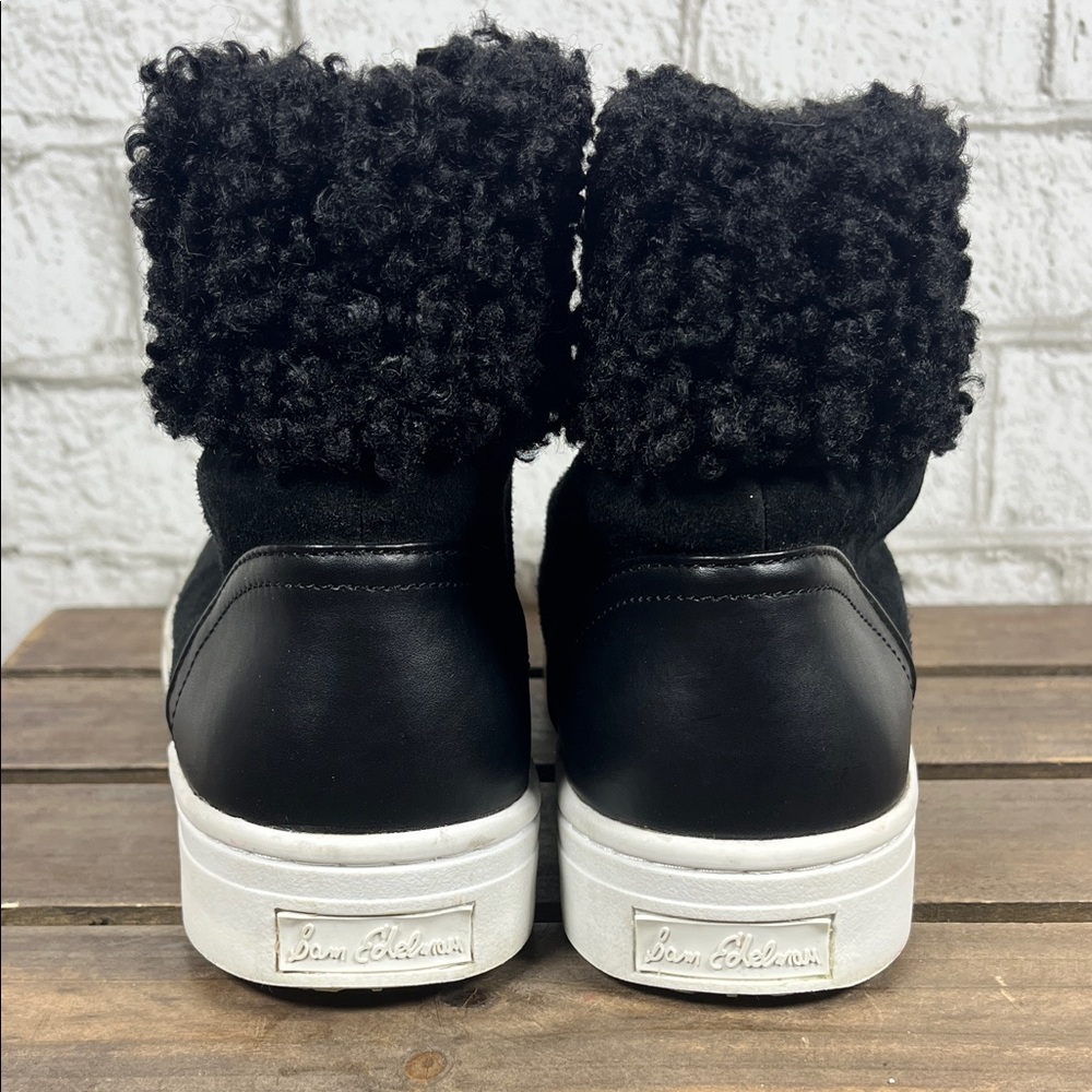 Sam Edelman Luther Women's Black Suede High Top Sneakers w/vegan shearling ankle - Picture 3 of 10
